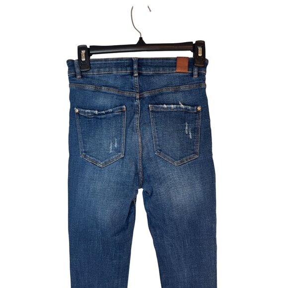 2/$30 ZARA Size 6 Authentic Denim TRF Womens Mid-Rise Distressed Skinny Jeans - Picture 11 of 14
